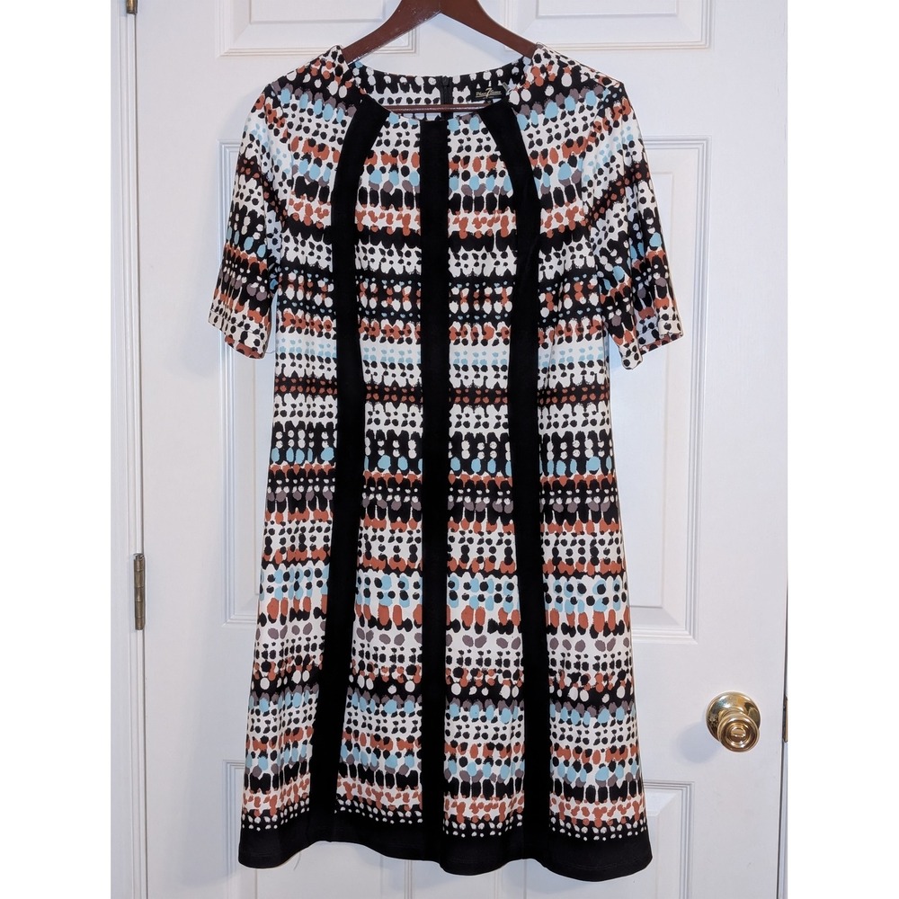 Phase Seven New‎ York Shift Dress Size 12 Black Colorblock NWT detached